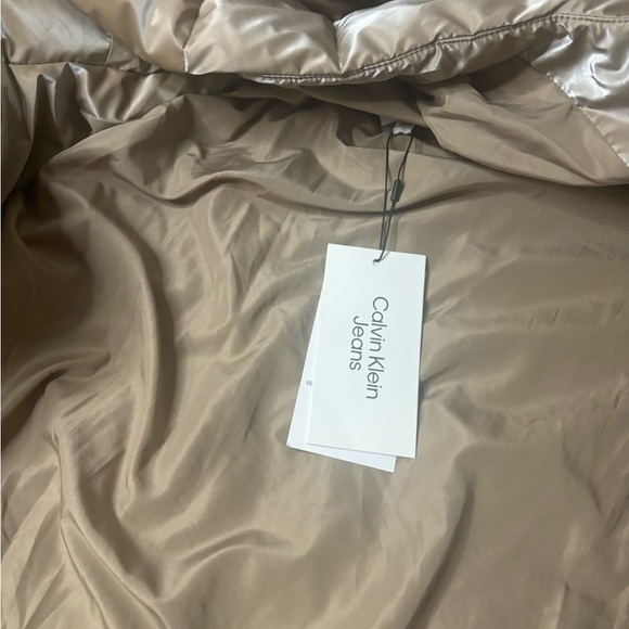 Calvin Klein Jeans Women's Quilted Puffer Hood Jacket in Khaki Size L NWT - Picture 11 of 15
